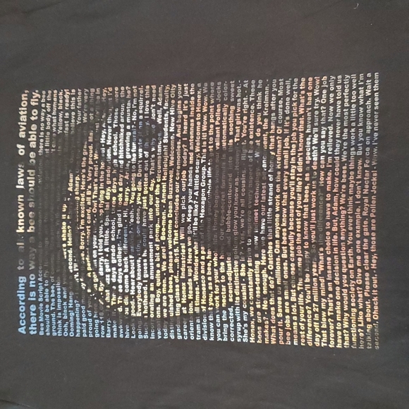 BEE MOVIE script screenplay book on shirt black  short sleeve Lrg. lithograph - Picture 2 of 6